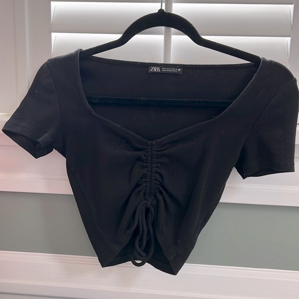 Zara Ruched Midline Top- Featuring A Square Neckline